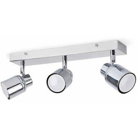 Complete with 3w LED G9 Bulbs 6500K Cool White Modern 3 Way Chrome & Frosted Glass Straight Bar Ceiling Spotlight 