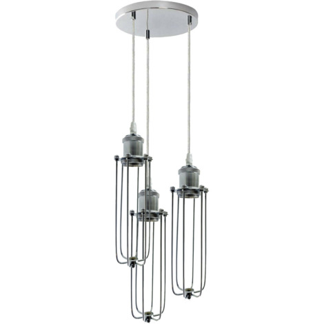 main image of "3 Way Cluster Hanging Ceiling Pendant Light E27 Chrome Light Fitting Lamp Kit"