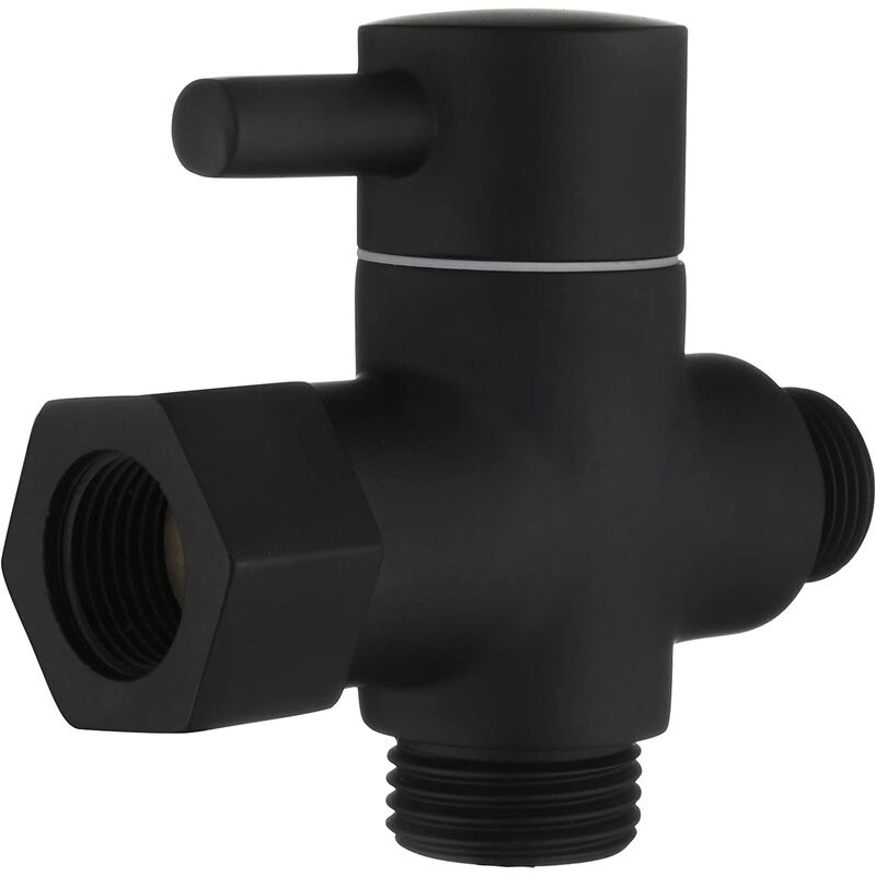 3 Way Diverter Brass Shut Off Valve 3/8"-12/17 Adapter for Toilet Water Line,Black