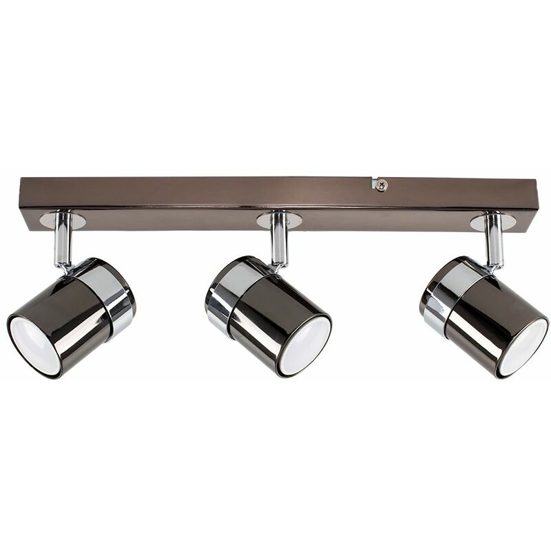 Minisun - 3 Way Adjustable Straight Bar Ceiling Spotlight - Black Chrome