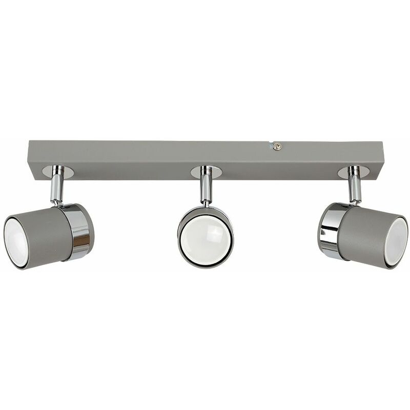 Minisun - 3 Way Adjustable Straight Bar Ceiling Spotlight - Cement