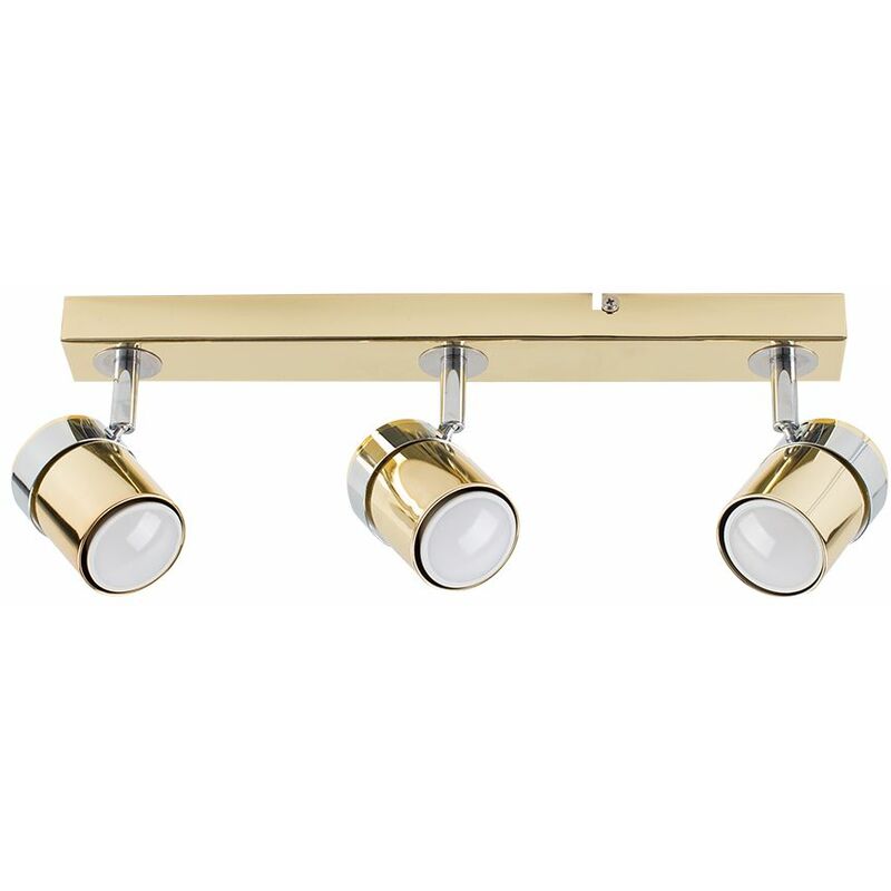 Minisun - 3 Way Adjustable Straight Bar Ceiling Spotlight - Gold