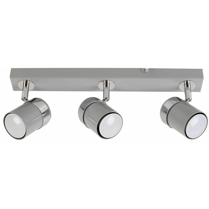3 Way Adjustable Straight Bar Ceiling Spotlight - Grey