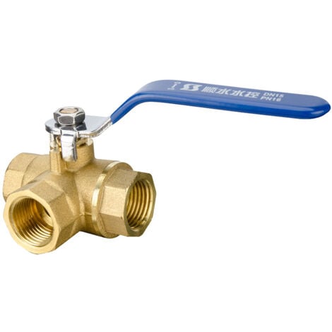3-way valve, DN15 1/2'' brass ball valve, 3-way valve adapter, valve connection, lever handle