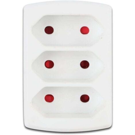 3-Wege-10A-Adapter, Farbe Weiß, ideal zum Anschluss mehrerer elektrischer Geräte in Haushalten und Büros.