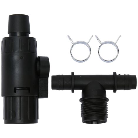 3-Wege-Aquarium-Wasserhahnadapter 12 mm PP/Metall mit verstellbarem Ventil