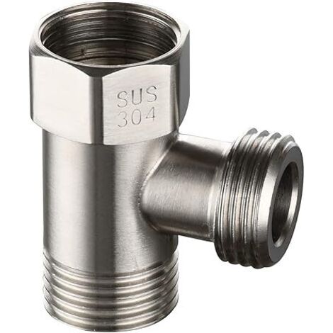 3-Wege-Duscharmatur, 1/2"-Umstellventil, 3-Wege-Ventil, Edelstahl-T-Stück, Duschkopf