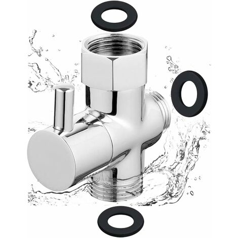 3-Wege-Duschventil, G1/2 Zoll, Messing, 3-Wege-Umschaltventil, Duschkopfventil, Duschkomponenten, T-Adapter für Ersatz-Duschsystem, Toilette, Küche, Badezimmer