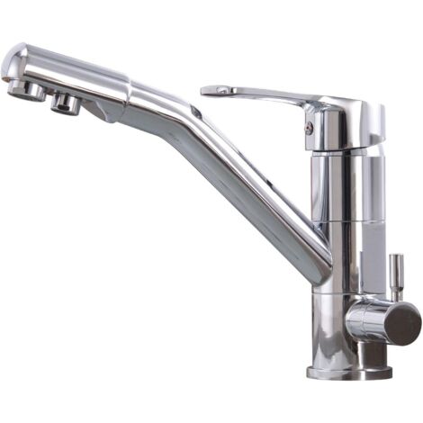 3-Wege-Küchenarmatur, 360° schwenkbar, flexibler Auslauf, Spültischmischer, G3/8" (beige)