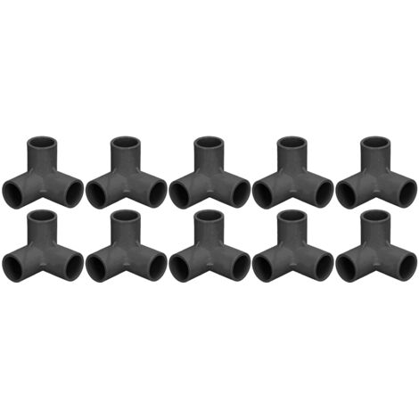 3-Wege-PVC-Fitting – 10er-Pack, Schwarz, 25 mm Innendurchmesser