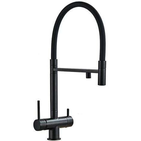 3-Wege-Umkehrosmose-Armatur, ausziehbar, formschön, drehbar von Rosmmel aus der Helios-Serie Schwarz