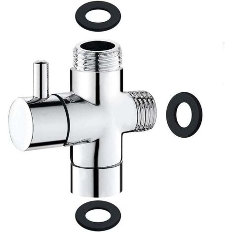 3-Wege-Ventil, massives Messing, G1/2 Handbrause, Duschkomponenten, Umsteller, Adapter, Duschsystem, Ersatzteil, poliertes Chrom