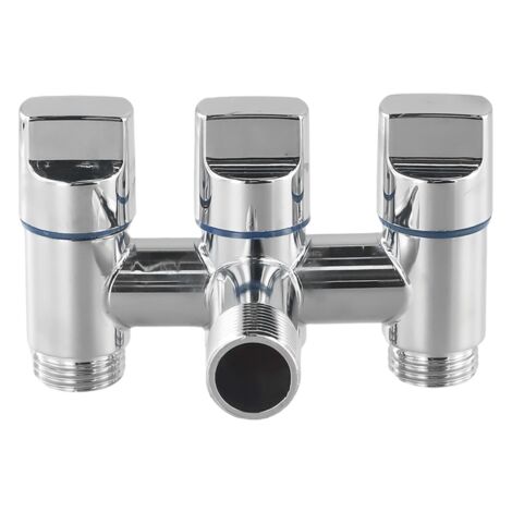 2er Set Eckventil Aus Messing – 1/2" X 3/8", Selbstdichtend, Mit Wandrosetten, Für Waschmaschine & Spüle
