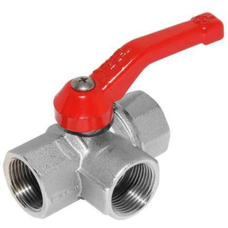 3-Wegekugelhahn Mehrwegekugelhahn m. ''T-Bohrung'' u. langem Handhebel 3x 3/4'' Innengewinde 16 bar