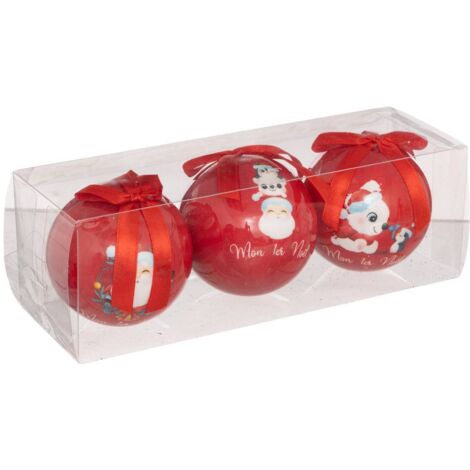 3 Weihnachtskugeln Bedrucktes Papier 75mm kleines Modell - Feeric lights & christmas