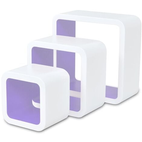 Wall Cube Shelves 6 pcs White and Purple