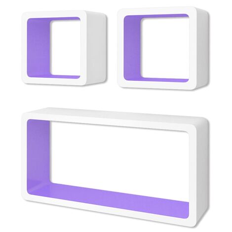 Wall Cube Shelves 6 pcs White and Purple