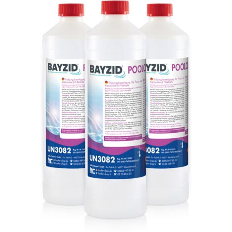 3 x 1 Litre BAYZID® Poolclear - Élimination de la turbidité de l´eau pour piscines à cartouches et balles filtrantes