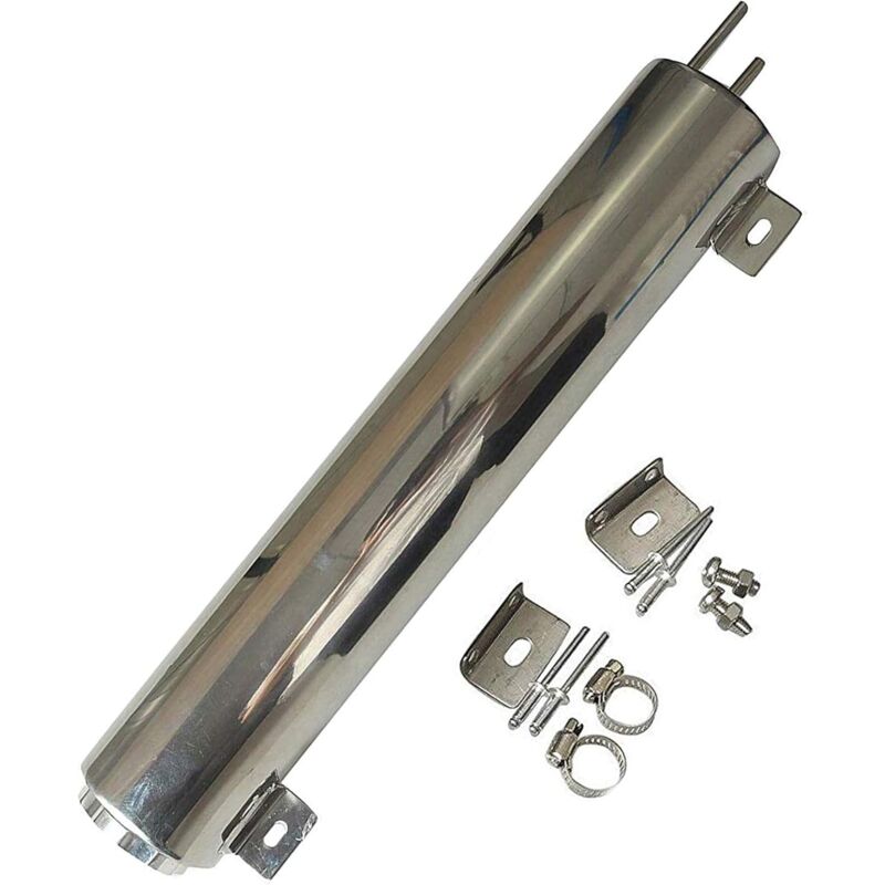 Shining House - 3' x 10' Radiator Coolant Overflow Puke Tank Polished Stainless Steel 32OZ