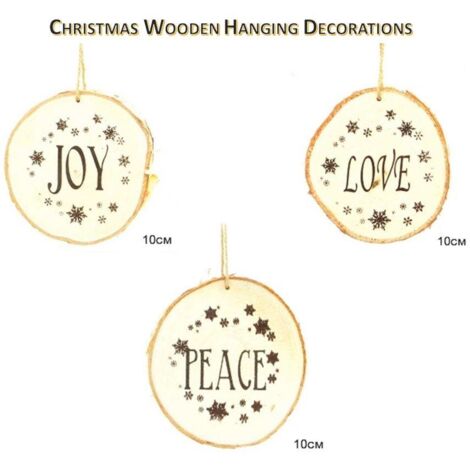 3 x 10cm Wooden Ornament Christmas tree Hanging Decorations Set Xmas