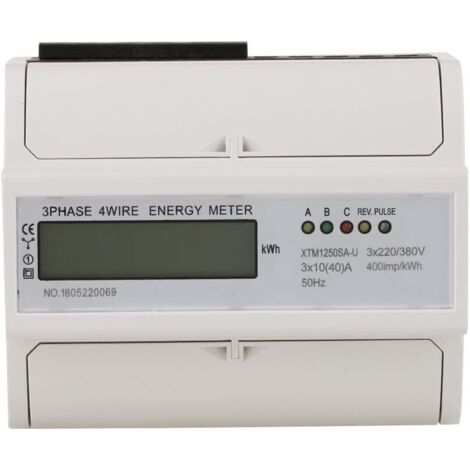 3 x 220V / 380V KWh Mètre Électrique Rail Compteur d'Énergie Numérique LCD Triphasé 4 Fils 7P Électronique(30(100) A)，1pcs