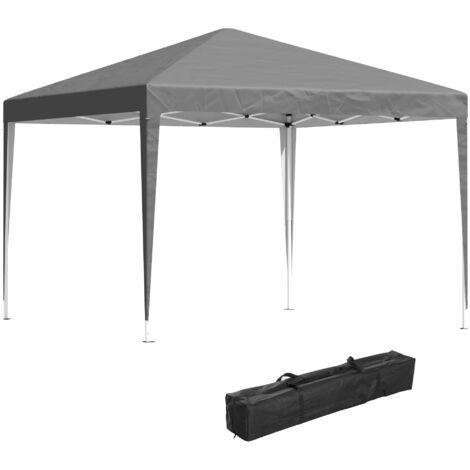 3 x 3 m Garden Pop Up Gazebo Marquee Party Tent Wedding Canopy, Height Adjustable with Carrying Bag, Grey