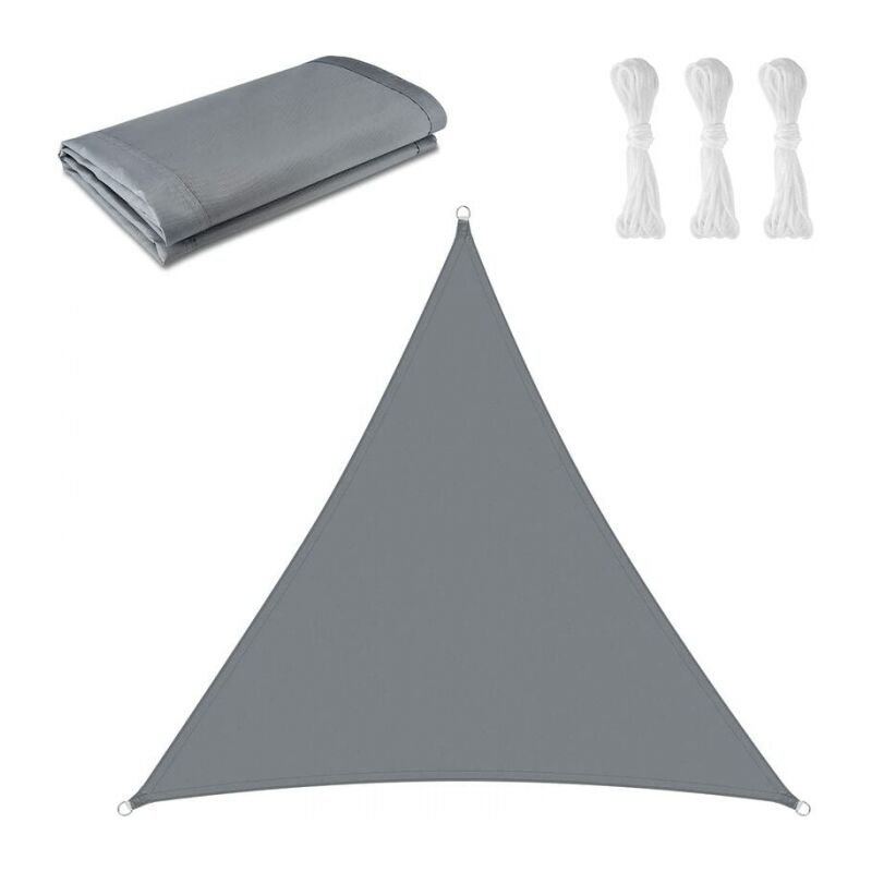 Cyslmuk - 3 x 3 x 3m voile d'ombrage Triangulaire Toile Ombrage Une Protection des Rayons uv pour Extérieur,Terrasse,Jardin - Gris