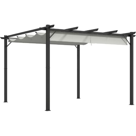3 x 3(m) Aluminium Pergola Canopy Gazebo Awning Outdoor Garden Sun Shade Shelter Marquee Party BBQ, Light Grey