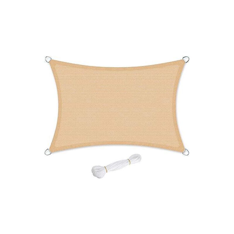 Helloshop26 - 3 x 4 m voile d'ombrage en hdpe protection solaire protection anti uv perméable à l'air pour le jardin le balcon respirant perméable à