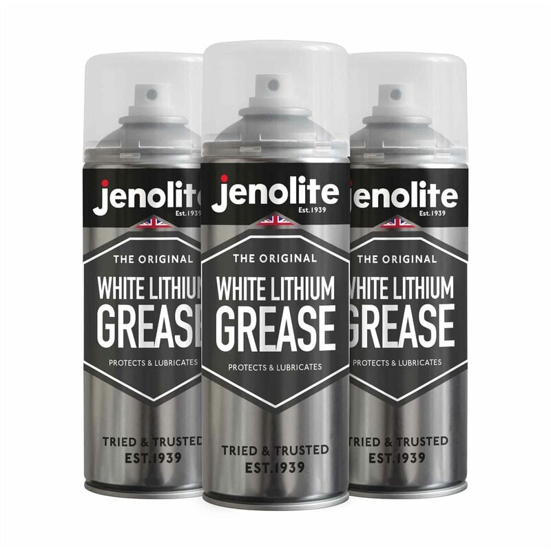 3 x 400ml Aerosol Jenolite White Lithium Grease Aerosol - Heavy Duty Lubrication and Corrosion Protection Spray