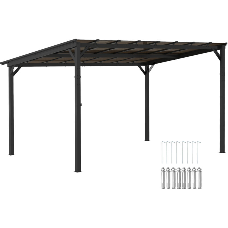 Outsunny 3 x 4.3m Pergola Kit Gazebo with Upf 50+ and Waterproof Polycarbonate Roof