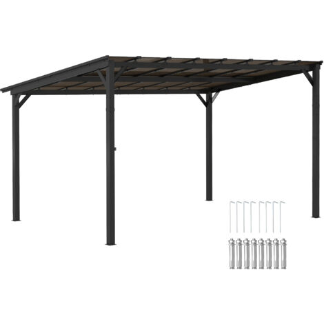 3 x 4.3m Pergola Kit Gazebo with UPF 50+ and Waterproof Polycarbonate Roof