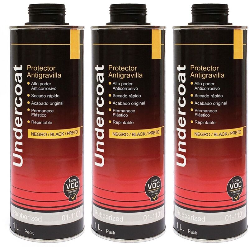 

3 X Antigravilla Color Negro 1L Protector Bajos De Coches Pasos De Rueda