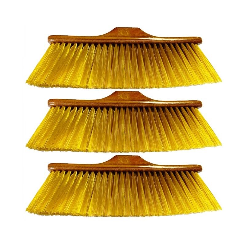 3 x Brosse à Balai pour surfaces délicates, brosse de balayage, poils doux, ne laisse aucune trace. Recommandé Parquet, 32x11x8