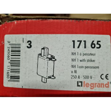 3 x Cartouche FUSIBLE Couteau 250A aM , NH 1 à Percuteur , LEGRAND 17165