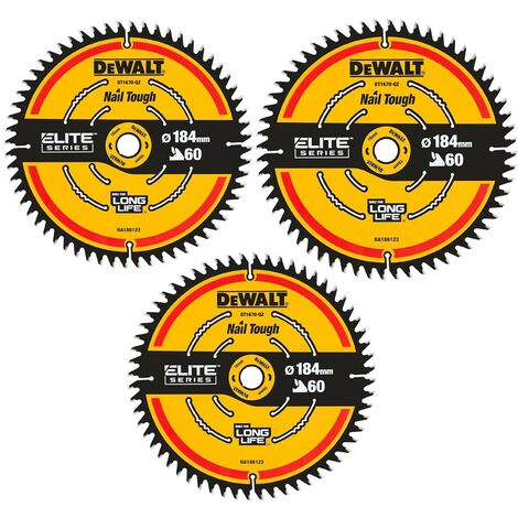 3 x Dewalt DT1670 ELITE EXTREME Cordless Mitre Saw Blade DCS365 184mm 60 Tooth