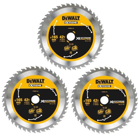 3 X Dewalt DT99561 165mm x 20mm 42T Extreme Runtime FlexVolt Plunge Saw Blades