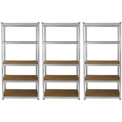 3 x E-Rax Lagerregal Garagenregal Stahlregal Werkstattregal schraubenlos Silber
