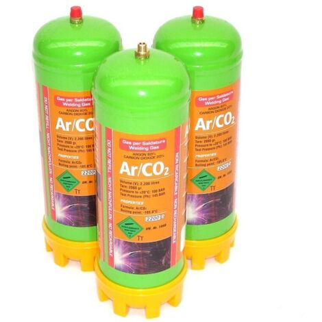 3 x Einweg Schutzgasflasche 2.2L CO2 Argon Mischgas 51601 Gas Flasche Schweißgas