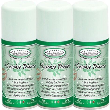 3 X HYGIEN FRESH DeoSpray Deodorante Salva Tessuti e Ambiente MUSCHIO BIANCO 400 ML