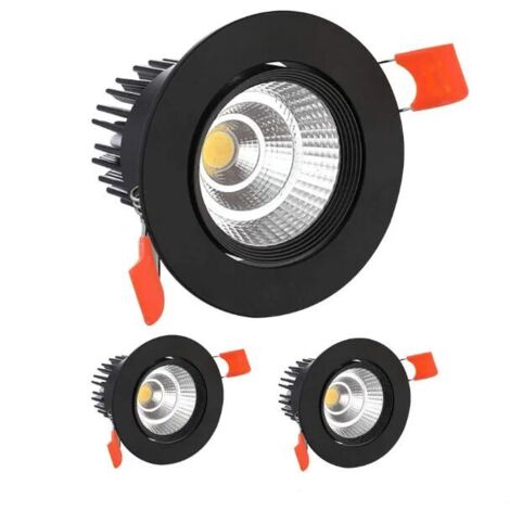 3 x LED-Einbaustrahler, 9 W COB-Deckeneinbauleuchten, Kaltweiß 6000 K, 900 lm, 220–240 V Wechselstrom, Ra ≥ 90, Ausschnitt 90–100 mm, Abstrahlwinkel 24°, Schutzart IP44, für Bad, Küche, Wohnzimmer, Fl