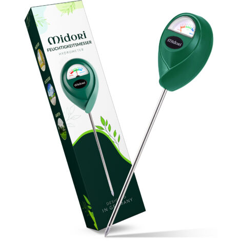 3 x Midori Boden-Feuchtigkeitsmesser Messgerät Hydrometer Pflanzen Grün 17,5 cm Sonde