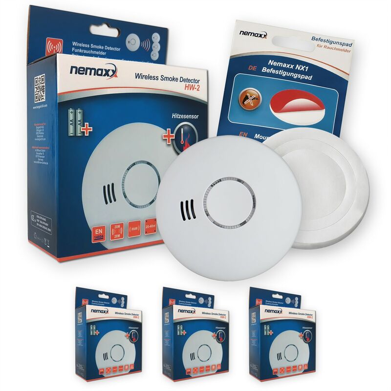 

3 x Nemaxx HW-2 detectores de humos sin hilos detectores de humo detectores de calor con sensor combinado de humos y térmico según la DIN EN 14604 +