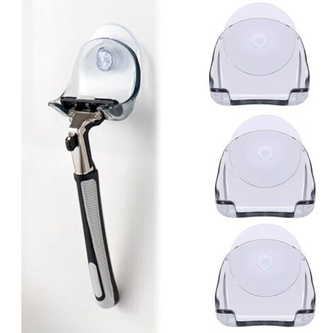 3 x Porte Rasoir Douche, Support Rasoir Douche, Support Rasoir avec Ventouse, Porte Rasoir, Porte Rasoir Douche Ventouse, Razor Holder for Shower, Support de Rasoir Douche en Pp, Gris, 5,2x4,2cm