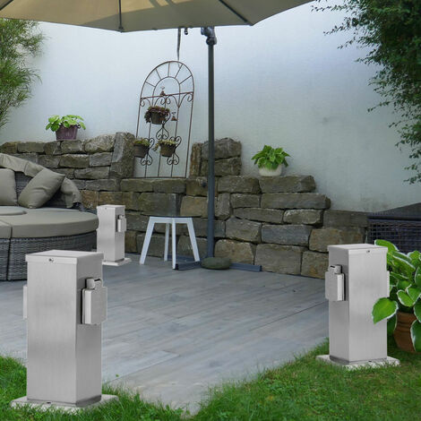 3 x prise de courant acier inoxydable IP44 distributeur extérieur jardin terrasse