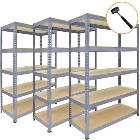 3 x Q-Rax Grey Metal Racking Units 90 x 50 x 180cm