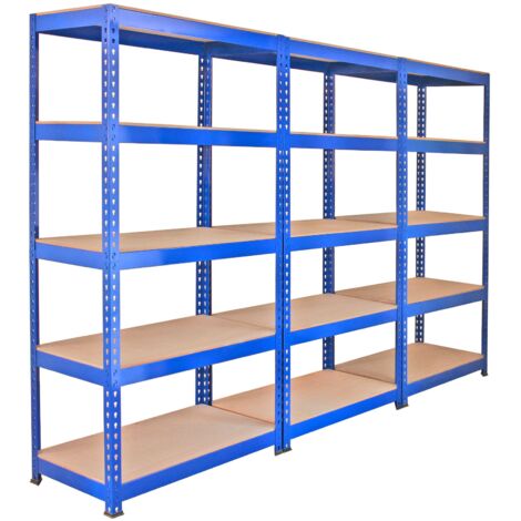 3 x Q-Rax Metal Racking Units 90 x 50 x 180cm Blue