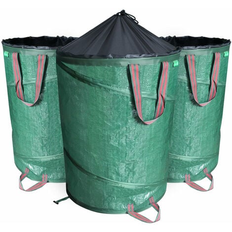 3 x Sac de jardin POP UP 150L 30kg avec poignées sac de déchets hydrofuge robuste réutilisable