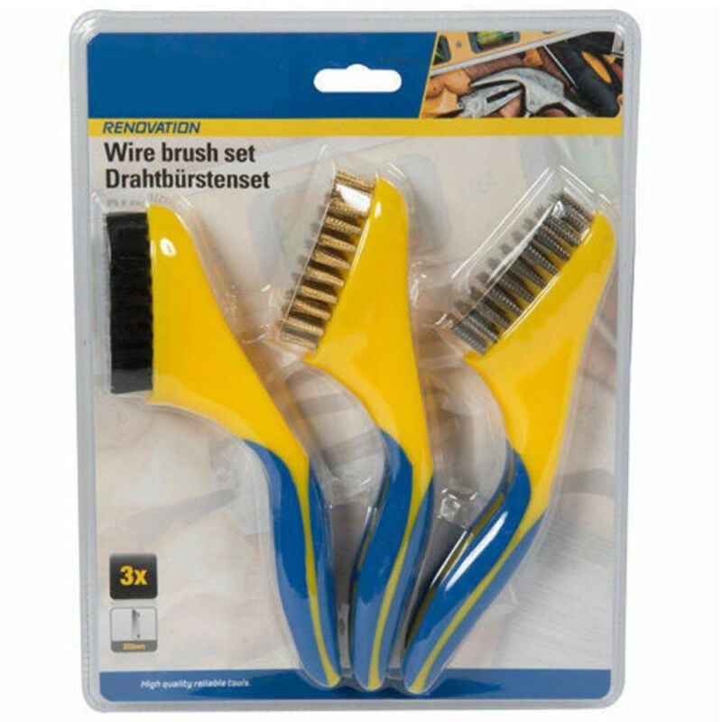 3 x Spazzole Pulizia Metallo Acciaio Kit Pittura Spazzola Per Ferro Fai Da Te - - Trade Shop Traesio