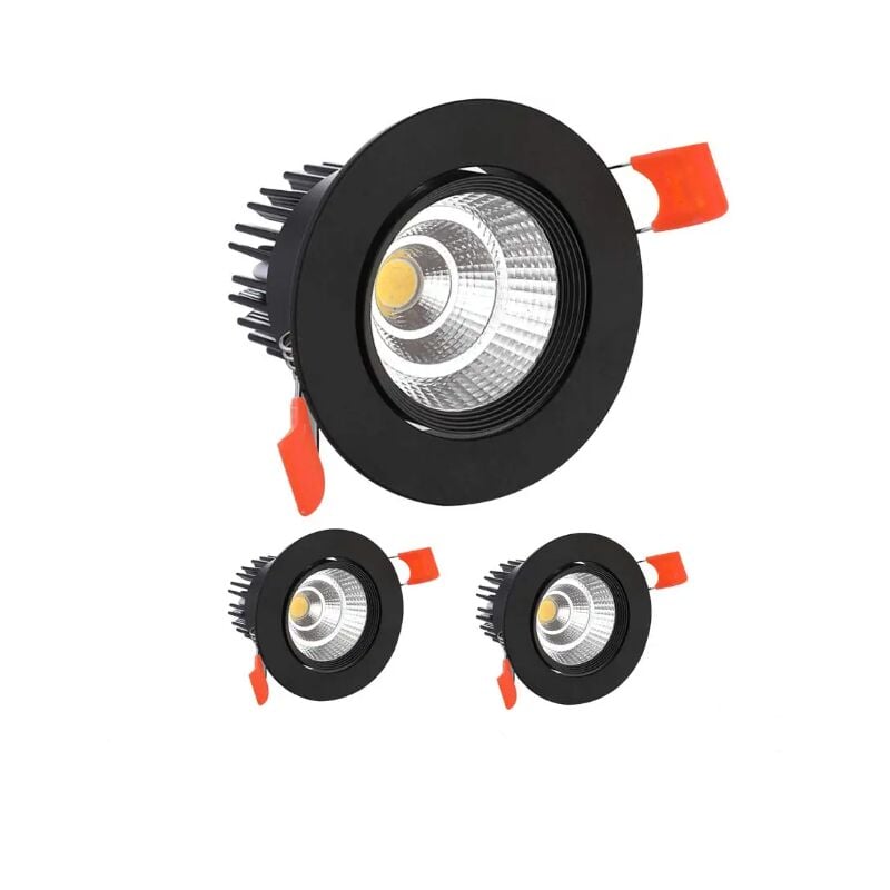 3 x Spot led Encastrables,9W cob Plafonnier Encastré,Blanc Froid 6000K,900LM,AC 220-240V,Ra≥90,Découpe 90-100mm,Angle de Faisceau 24°,IP44,Pour salle